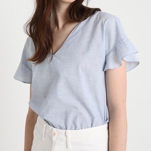 Madewell Sundrift Ruffle Top in Craft Blue | M